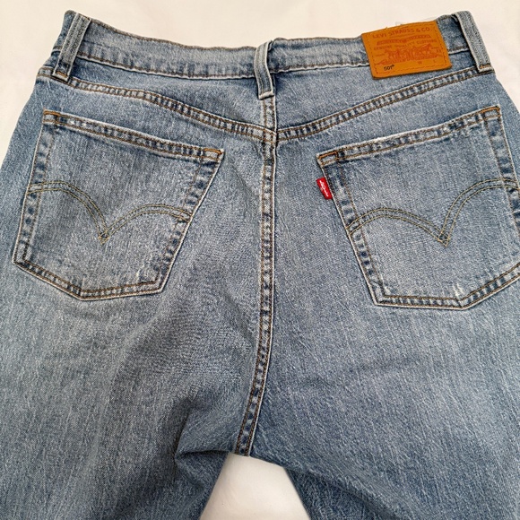 Levi’s 501 Women’s Jeans Size 29x26 Distressed, Big E, Ankle-Length Button Fly - Picture 4 of 14